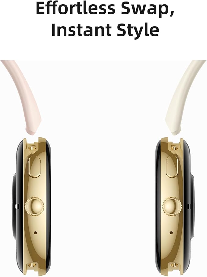 Parsonver AMOLED Smart Watch for Women Men, Always-On Display Fitness Tracker, Answer/Make Calls, 2 Quick-Release Bands, Heart Rate, Sleep Monitor, 120+ Sports Modes for Android iPhone, Champagne Gold
