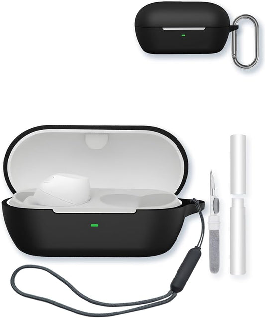 Silicone Case Compatible with Sony WF-C710N Truly Wireless Noise-Canceling Earbuds,Cleaning Kit and Lanyard Soft Protective Shockproof Cover for Sony WF-C710N-Black