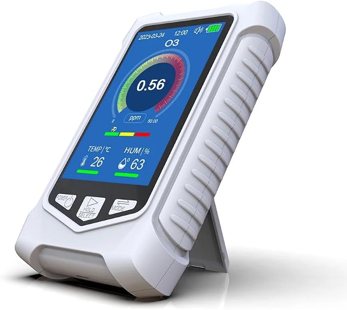 Portable O3 Meter Ozone Detector 3.5 Inch TFT Multifunction Air Quality Monitor for Air Quality Temperature Humidity Detection, Handheld Ozone Meter Tester for Home Office Use