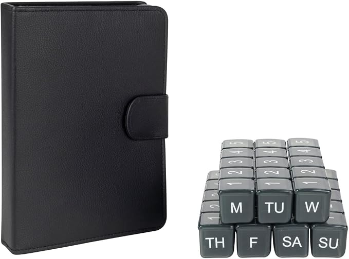 e-Pill 5 Times a Day x 7 Day Large Weekly Pill Organizer, Vitamin and Medicine Pill Box - with Discreet Case (Black)