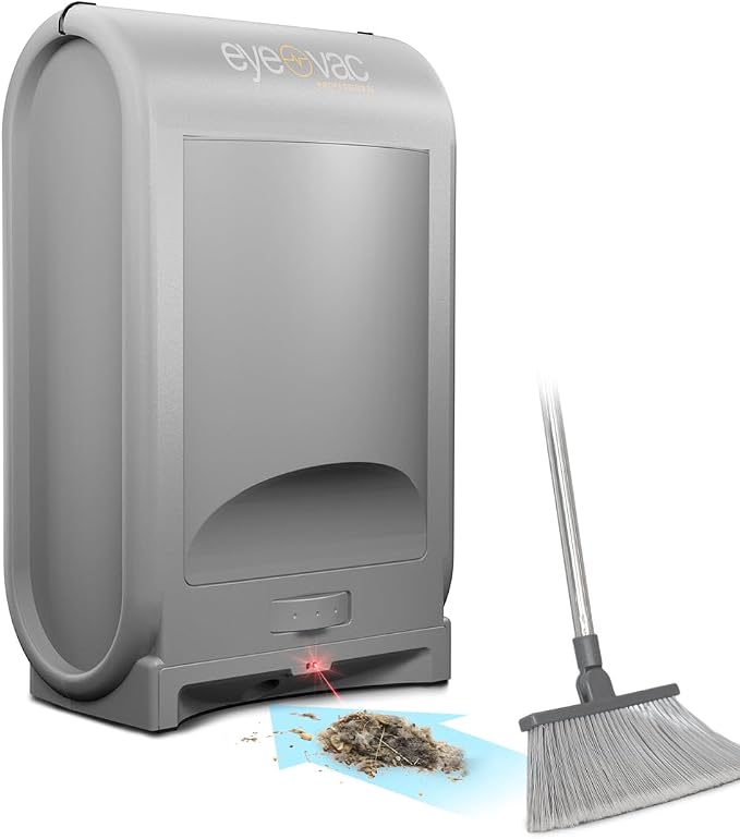 EyeVac Pro Touchless Vacuum Automatic Dustpan - Ultra Fast & Powerful - Great for Sweeping Salon Pet Hair Food Dirt Kitchen, Corded Canister Vacuum, Bagless, Automatic Sensors, 1400 Watt (Sliver)