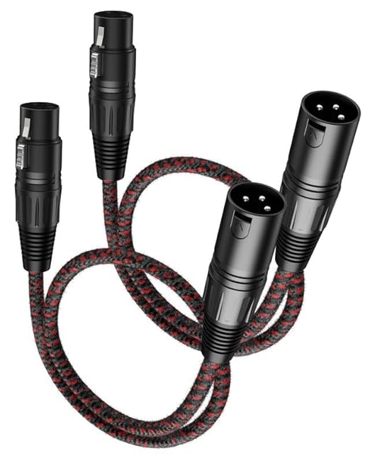 XLR Cables 2 ft 2 Pack, Premium XLR Male to Female Microphone Patch Cables 3 Pin Mic Cords DMX512 Cable Compatible with Speakers, Mixer, Stage Light