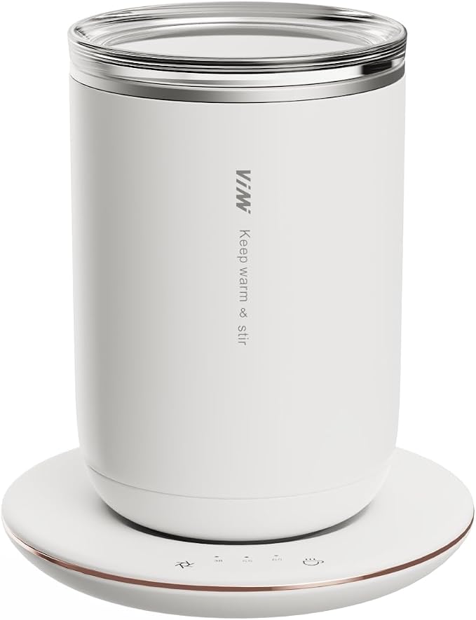 Self Heating Coffee Mug,10oz Heated Mug with Warmer,Smart Temperature Cup from 100-149℉,Keep Beverages Warm & Self Stirring,White