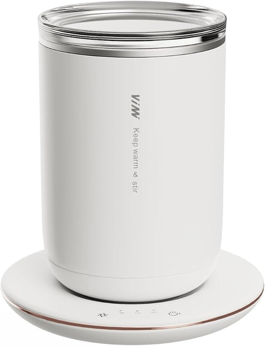 Self Heating Coffee Mug,10oz Heated Mug with Warmer,Smart Temperature Cup from 100-149℉,Keep Beverages Warm & Self Stirring,White