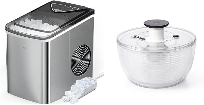 Silonn Ice Makers Countertop & OXO Good Grips Large Salad Spinner - 6.22 Qt., White