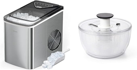 Silonn Ice Makers Countertop & OXO Good Grips Large Salad Spinner - 6.22 Qt., White