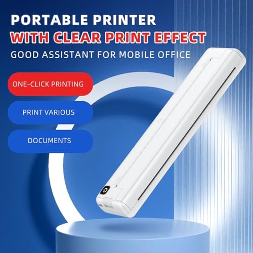 Dpofirs A4 Thermal Portable Bluetooth Monochrome Printer, Inkless, for Travel, Compatible with Android iOS