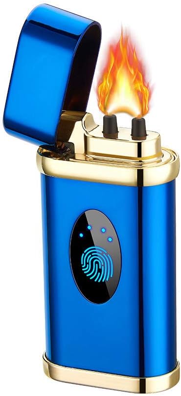 Plasma Electric Arc Lighters Rechargeable USB Lighter Flameless Portable Pocket Cigarette Lgnition with LED Battery Indicator (Blue)