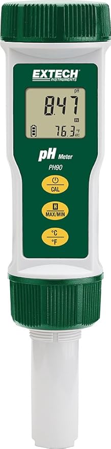 Extech PH90 Waterproof pH Meter - Pocket Digital Tester for Water, Beverages, Aquariums, Pools & Labs, 0-14 pH Range, Replaceable Electrode, Auto Calibration, LCD Display