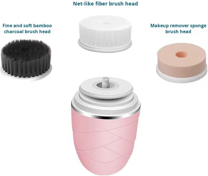 Facial Cleansing Brush, Electric Face Scrubber with 3 Brush Heads & 2 Modes, Waterproof Rechargeable Spin Cleanser for Gentle Cleansing & Massaging