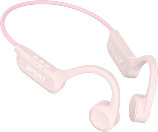 CXK Bone Conduction Earbuds, Open Ear Headphones Bluetooth 6.0, Wireless Headphones 8H Playtime, IPX6 Waterproof Sport Headphones for Sports, Peach
