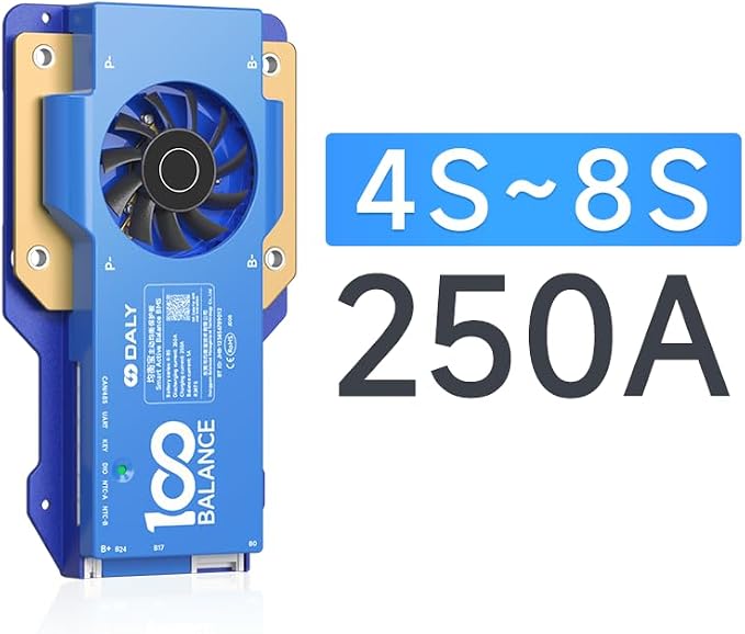 DALY BMS 250A 4S - 8S Built in Bluetooth 1A Active Cell Balancing RS485 CAN for 12V - 24V LiFePO4/Li - ion/LTO Battery Packs Perfect for RV, Portable Power Station, Trolling Motor