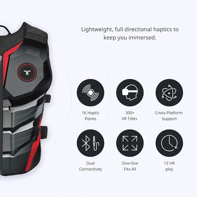 bHaptics Starter Bundle Onyx- TactSuit Air Onyx, TactSuit Sleeve Bundle for the Complete immersive VR, PC, Flatscreen, Sim Racing Experience.