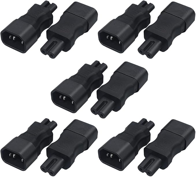 (10Packs IEC 320 C14 to C7 Power Adapter,10A-125V for America, 2.5A-250V for Europe, Male to Female Plug Adapters Standard AC Power Cord for PDU UPS