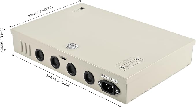 CCTV Power Supply Box 18 Channel 12V 10A, Lockable Metal Power Distribution with Resettable Fuse for Security Cameras DVRs