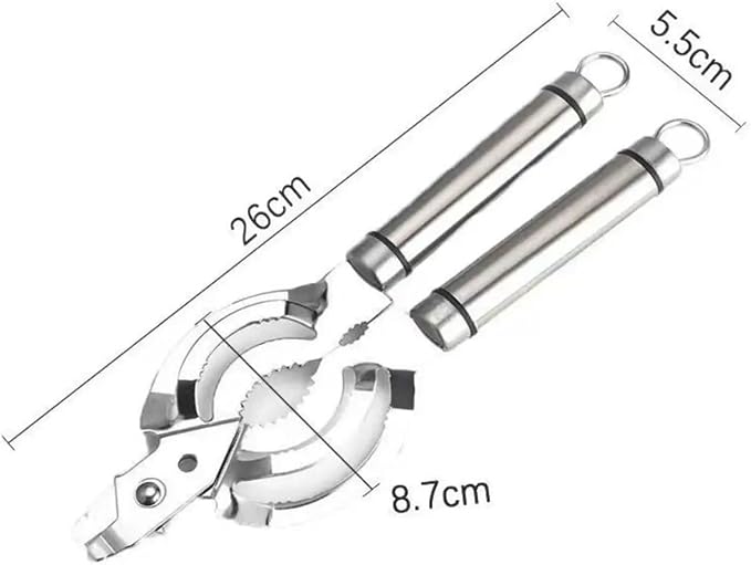 Stainless Steel Can Opener Adjustable Jar Lid Gripper Labor-Saving Multifunctional Bottle Opening Tool Picnic(Black)