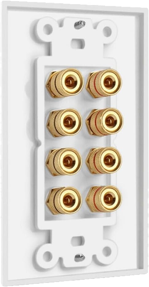 DIYTECH 4 Speaker Wall Plate, Home Theater Wall Plate, Gold Plated Binding Posts, for Home Theater Setup