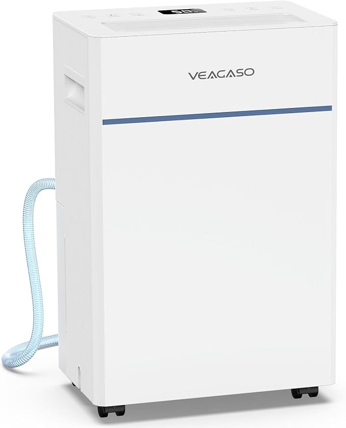 VEAGASO 2000 Sq.Ft. Dehumidifier for Basement with Drain Hose, 28 Pints Dehumidifiers for Home, Bedroom, Garage, 38dB Sleep Mode, Auto-Defrost, 3 Modes, 24H Timer