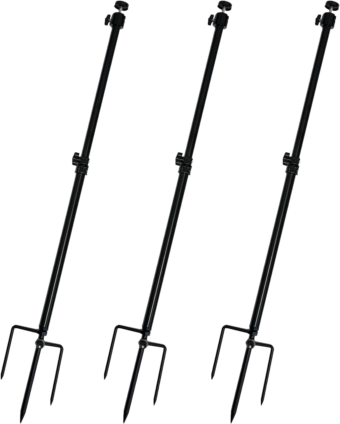 Trail Camera Mount,Height Adjustable (15.7"-28.3") & 360° Rotating Stake,Dual-Mode Base for Soft/Hard Ground Post,Game Cam Stand with 1/4"-20 Thread, Metal pole for Solar Panels,Hunting,Wildlife.3Pcs