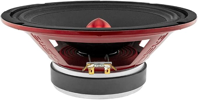 DS18 PRO-X10BM Loudspeaker - 10", Midrange, Red Aluminum Bullet, 600W Max, 300W RMS, 8 Ohms - Premium Quality Audio Door Speakers for Car or Truck Stereo Sound System (1 Speaker)