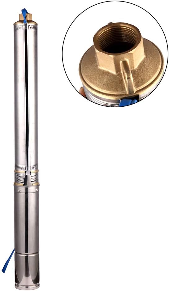 3" Bore Stainless Steel Deep Well Pump 110V/60HZ 0.5HP Impeller Multistage Centrifugal Submersible Water Pump Max Lift 216ft 16GPM 1"with Controller box for Industrial Agricultural Home Garden