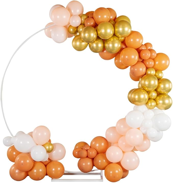 Restaurantware-Balloonify Balloon Garland Set, 1 Party Decoration Kit - 143 Balloons, With Chain, Brown, White, & Gold Latex Balloon Arch Kit, Includes Glue Dots