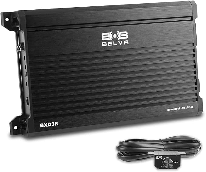 Belva BXD3K 3000W Peak BX-Series 1-Ohm Stable Class-D Monoblock Car Audio MOSFET Amplifier with Remote Subwoofer Level Control