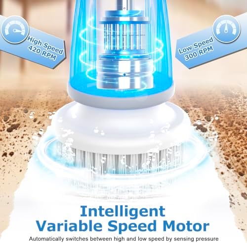 DAESUNG E881 Electric Spin Scrubber(Classic White)+ 9 Replaceable Brush Heads
