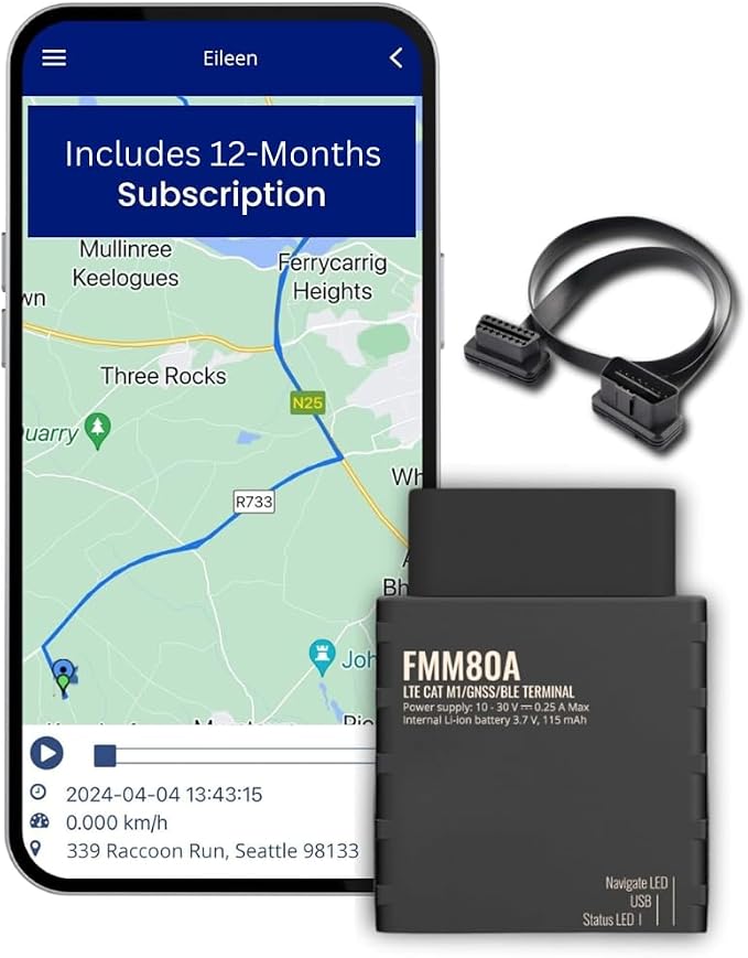 GPS Tracker for Vehicles — 4G LTE Real-Time Car & Truck Tracking Device with SIM Card & 1 Year Service Included, Plug & Play OBD, Geofence & Speed Alerts, No Activation Fee