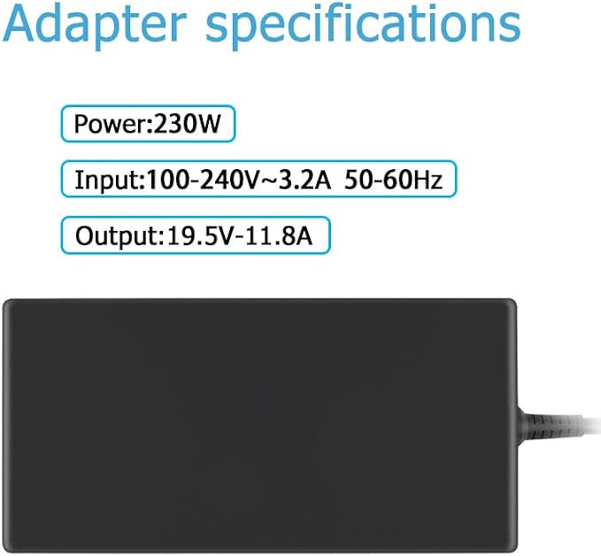 19.5V 11.8A 230W AC Charger Adapter Replacement for Intel NUC KIT NUC8i7hnkqc NUC8i7hnk NUC8i7hvkva NUC8i7HVK NUC9i7FNH NUC9i5FNH NUC9i3FNH NUC9i9QNX NUC9i7QNX NUC9i5QNX