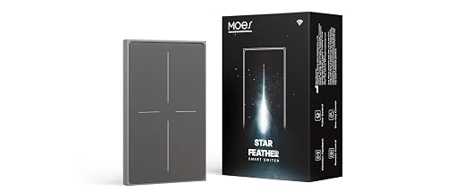 MOES Full Touch Smart Switch, ZigBee SF(Star Feather 2026 Version) Wall Light Switch, Neutral Wire Required, Anti-Glare Panel,Work with Smart Life/Tuya App, Alexa and Google Home 4 Gang Grey