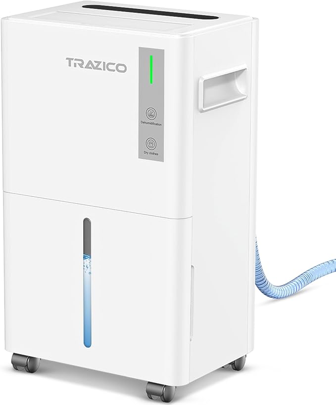 1500 Sq.ft Dehumidifier for Basement, Trazico 21 Pint Quiet Dehumidifiers for Home with Drain Hose, Smart Humidity Control, 3 Modes, 24H Timer, Auto Defrost, for Large Room, Bedroom, and Bathroom