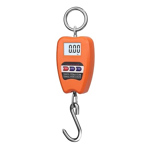 Luggage Scale, 200kg Digital Hanging Scale Crane Scale Industrial Heavy Duty Hanging Hook Scales Stainless Steel for Kitchen Weighing Tools(Orange)