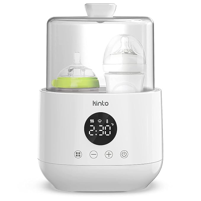 Double Bottle Warmer and Sterilizer, Baby Bottle Warmer for Breastmilk and Formula, Fast Heating with Adjustable Timer, Keep Warm Mode