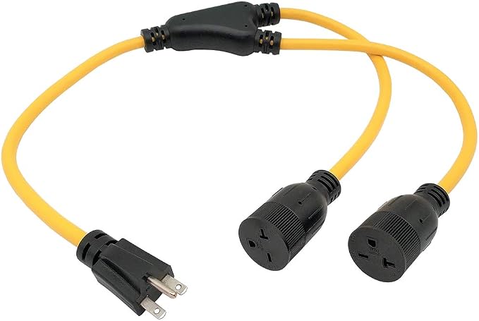 Parkworld 60493 NEMA 6-15 Splitter, 6-15P to (2) 6-15R (T-Blade Female Also for 6-20R Adapter) 250V, 20A, 5000W, 3 Feet