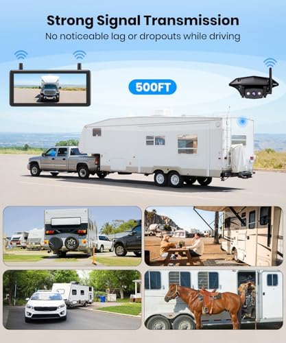AUTO-VOX RV Backup Camera Bundle: 7.2'' Monitor, RV Wireless Camera (WF1),Suction Mounts – Flexible Monitor Placement, Wide Rear View, Strong Signal, Safer Parking & Campsite Monitoring