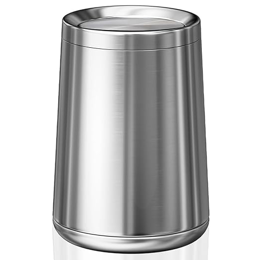 10L / 2.6Gal Small Stainless Steel Sliver Trash Can,Metal Bathroom Garbage can with Lid,Modern Home Décor Wastebasket with Flipping Lid, Garbage Can for Kitchen,Bathroom,Living Room(Silver),