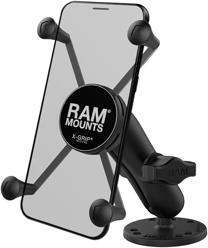 RAM MOUNTS X-Grip Universal Phone Mount Holder with Drill-Down Base & Medium Arm, Secure Smartphone Cradle for iPhone & Android RAM-B-138-UN10