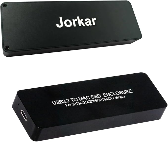 External SSD Enclosure USB-C 3.2 for 12+16 Pin MacBook Air/Pro SSDs mid 2013-2017, CNC Hard Drive Case for A1466 A1465 A1502 A1398 SSDs, Portable SSD Reader Box