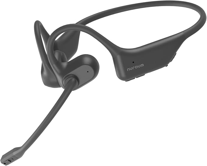 NUROUM OpenEar Pro Headphones with Mic, ENC Noise Reduction Microphone, Bluetooth 5.3 Multi-Point Connection, Sweatproof Wireless Headset for Work, 15H Comfort for Office/Business/Driving/Workout