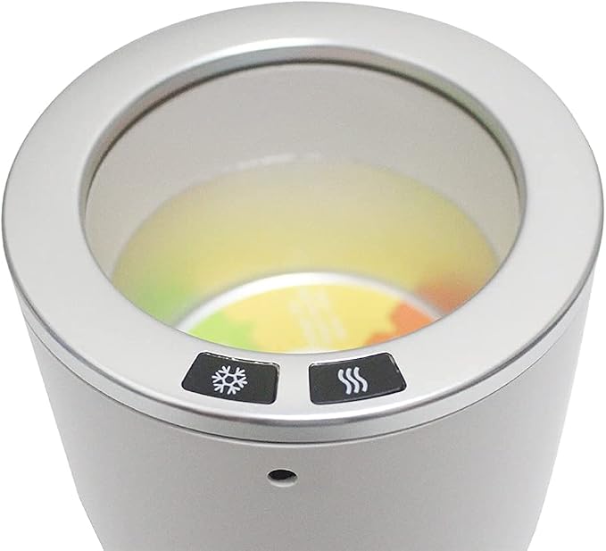 Auto Car Cup Holder Heating Cooling Drinks Smart Cooler Warmer Heater for Coffee Beverage Milk (White with Silver)