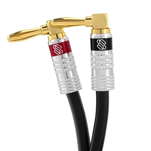 Sewell Silverback Right Angle Banana Plugs, 12 Pairs Quick Connect Gold Plated Speaker Plugs 90 Degree - Version 2-2024 Update