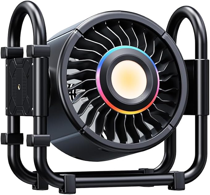 Oscillating Camping Fan Rechargeable - 16000mAh Battery Powered Fan with 6 Winds Night & RGB Ambient Light Digital Display 120° Vertical & horizontal Rotation for Camping Tent Fishing Outdoor