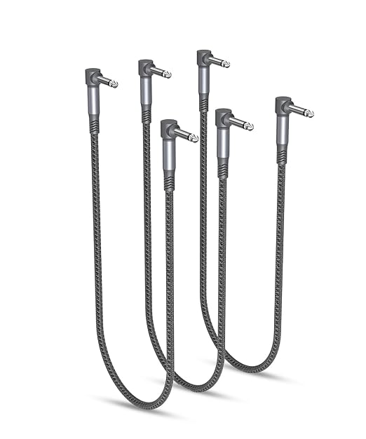 Ruxely Guitar Patch Cables 24-Inch 3-Pack,6.35MM Effects Pedal Board Cord,Nylon Braided 1/4 Right-Angle Instrument Audio Cable,Pedalboard Connector TS Copper Wire for Amp/Amplifier,Mixer,Electric Bass