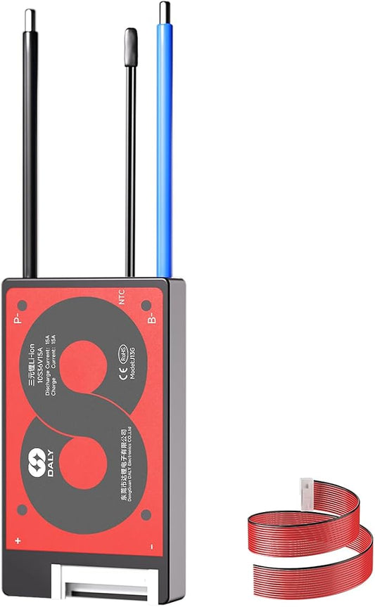 DALY 4S-16S BMS 15A to 200A Protection Board with Balance Wire and Temperature Sensor for Lithium Battery Pack（Li-ion 10S 36V,15A）