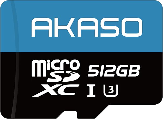 AKASO 512GB microSDXC U3 Memory Card - Up to 100MB/s, UHS-I C10, U3, Full HD, 4K UHD, MicroSD Card