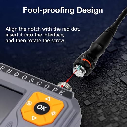 Dual Lens Endoscope Camera with Light, 5‘’ IPS Screen Borescope Inspection Camera with 32GB Card, Photo/Video Recording Snake Camera, Waterproof Semi-Rigid Cable for Automotive Plumbing Drain Wall | 5-Inch Dual Lens Endoscope Camera suitable for mechan...
