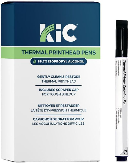 Waffletechnology KICTeam - Cleaning Pens for Thermal Printer Printheads & Electronics (12 Pens) - Includes Scraper Cap for Tough Buildup - Filled with Quick Drying Solution