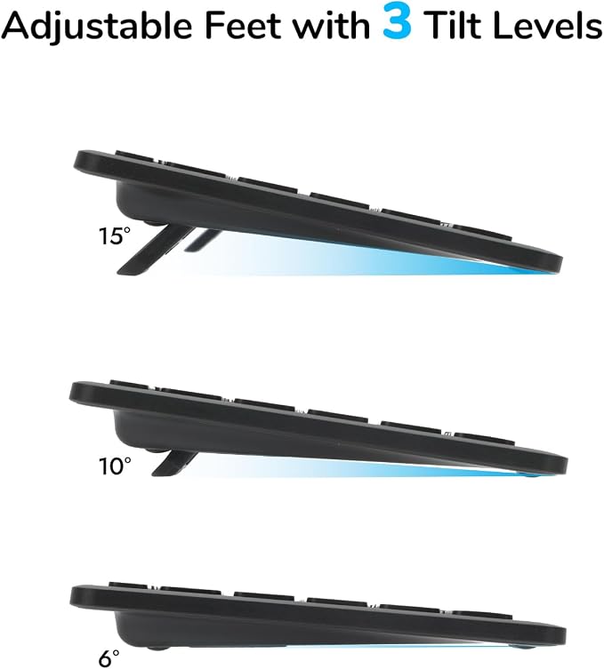Wireless Keyboard Mouse Combo, Scissor-Switch Keys, 2-in-1 USB Receiver and Two Bluetooth, Multi Device Silent Design for Computer, Laptop, MacBook and iPad (Graphite)