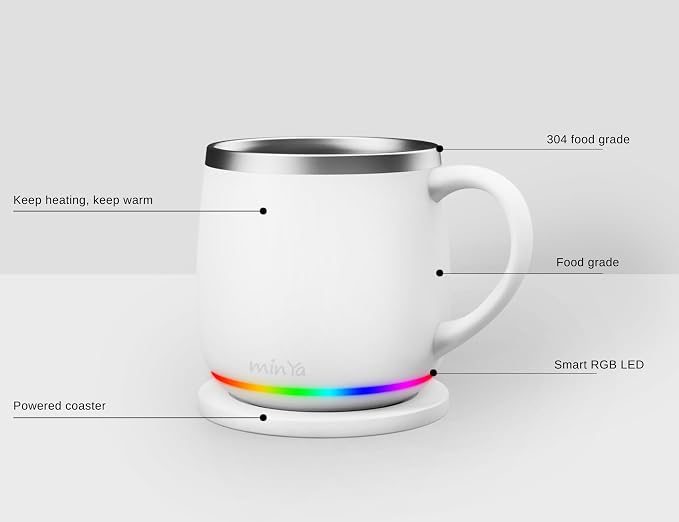 Smart Mug with LED Temperature Display – Coffee Warmer for Office & Home, Perfect Gift for Coffee Lovers,Black